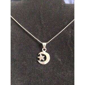 Religious God Allah Star With Moon Islamic Muslim Jewelry Sterling Silver Stamp